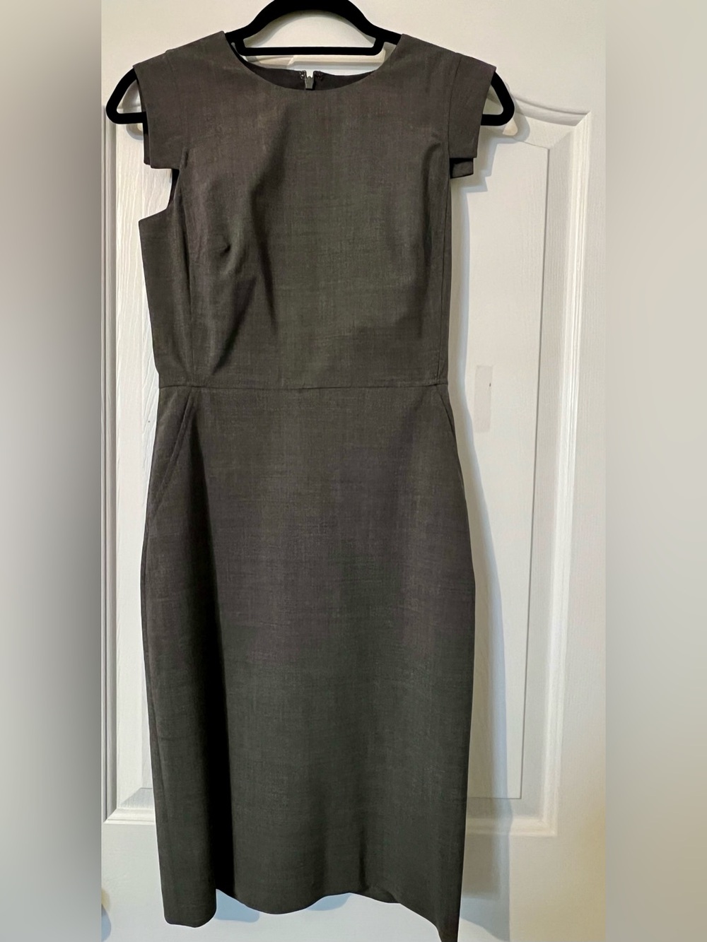 J. Crew Charcoal Cap-Sleeve Midi Sheath Dress
